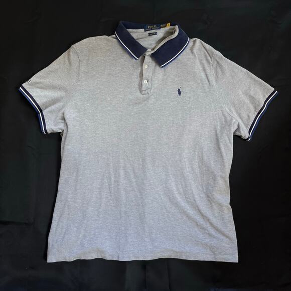 Polo Ralph Lauren Men’s XXL Gray Classic Fit Polo Shirt White Short Sleeve - Picture 1 of 7